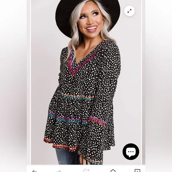 Savanna Jane Polka Dot Long Sleeve Top SZ Small - Picture 2 of 9